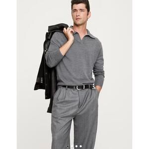 MERINO JOHNNY-COLLAR SWEATER POLO XL